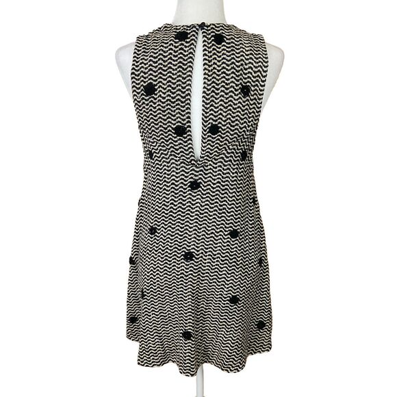 Free People Mod Mini A-Line Jumper Dress Size S Woven Polka Dot V-Neck Pockets - Picture 3 of 7